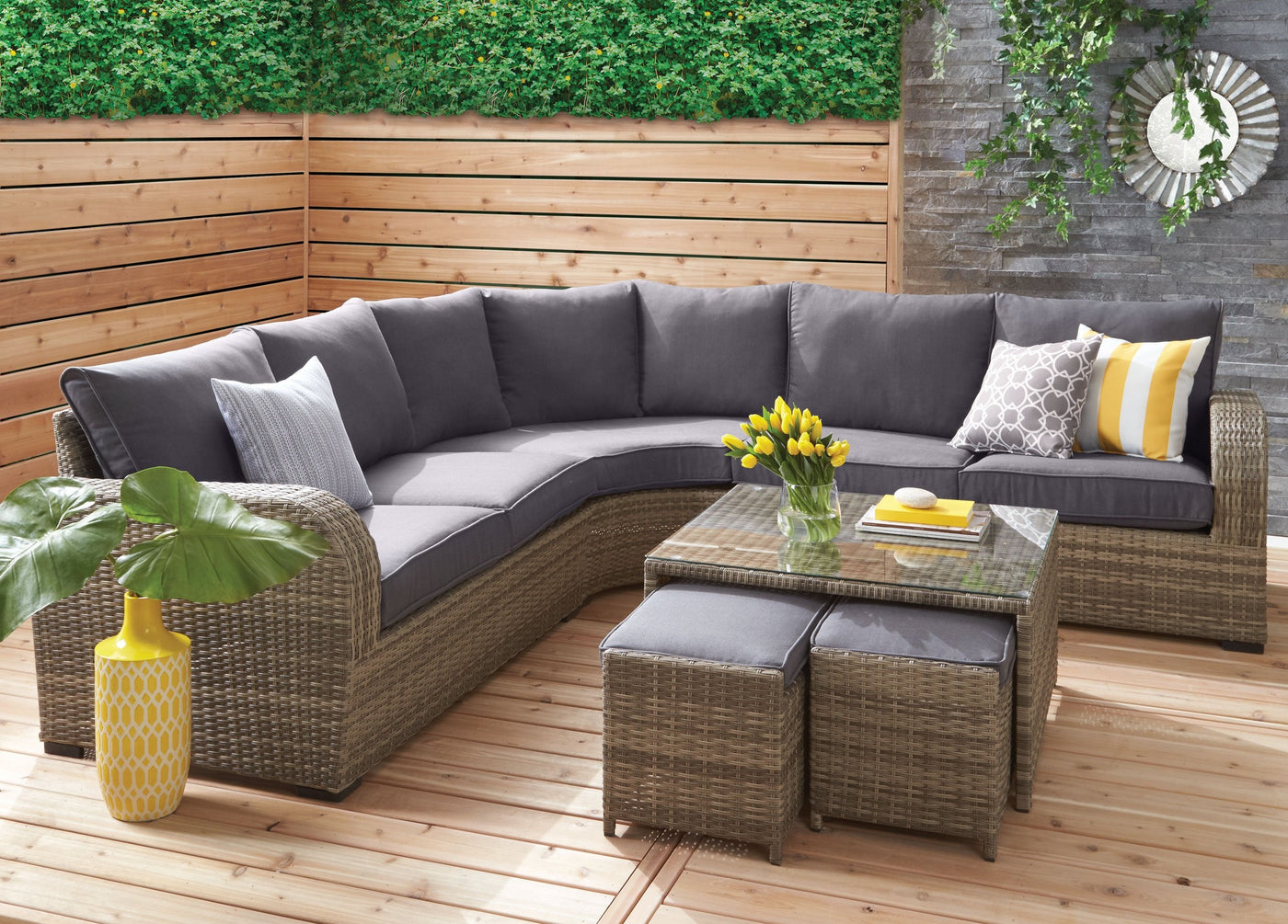 Melville One- 3-Piece Outdoor Sectional - Grey