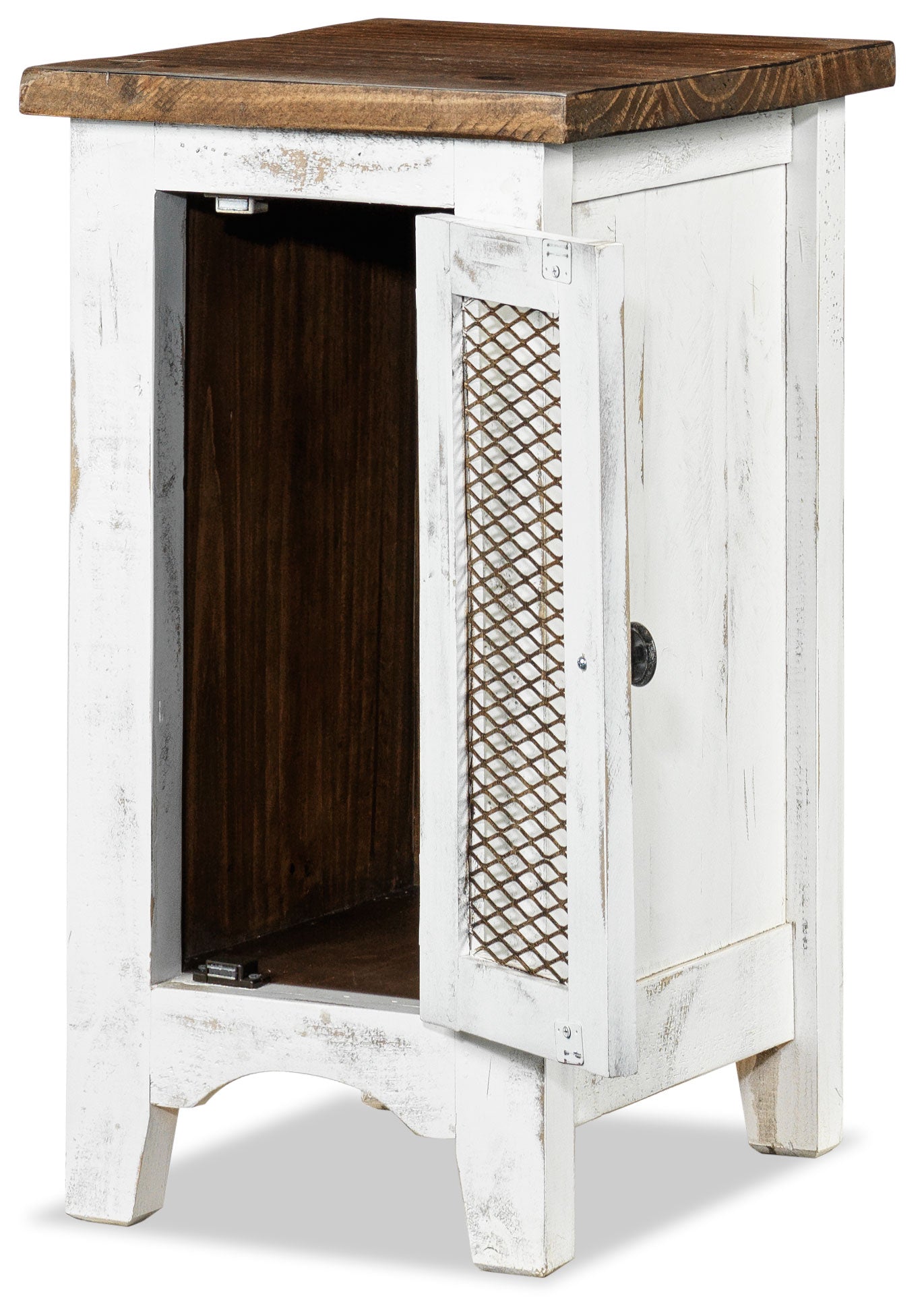 Pueblo 17" Chairside Table - Weathered White