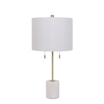 Carrara 26" Table Lamp - White Marble and Antique Brass