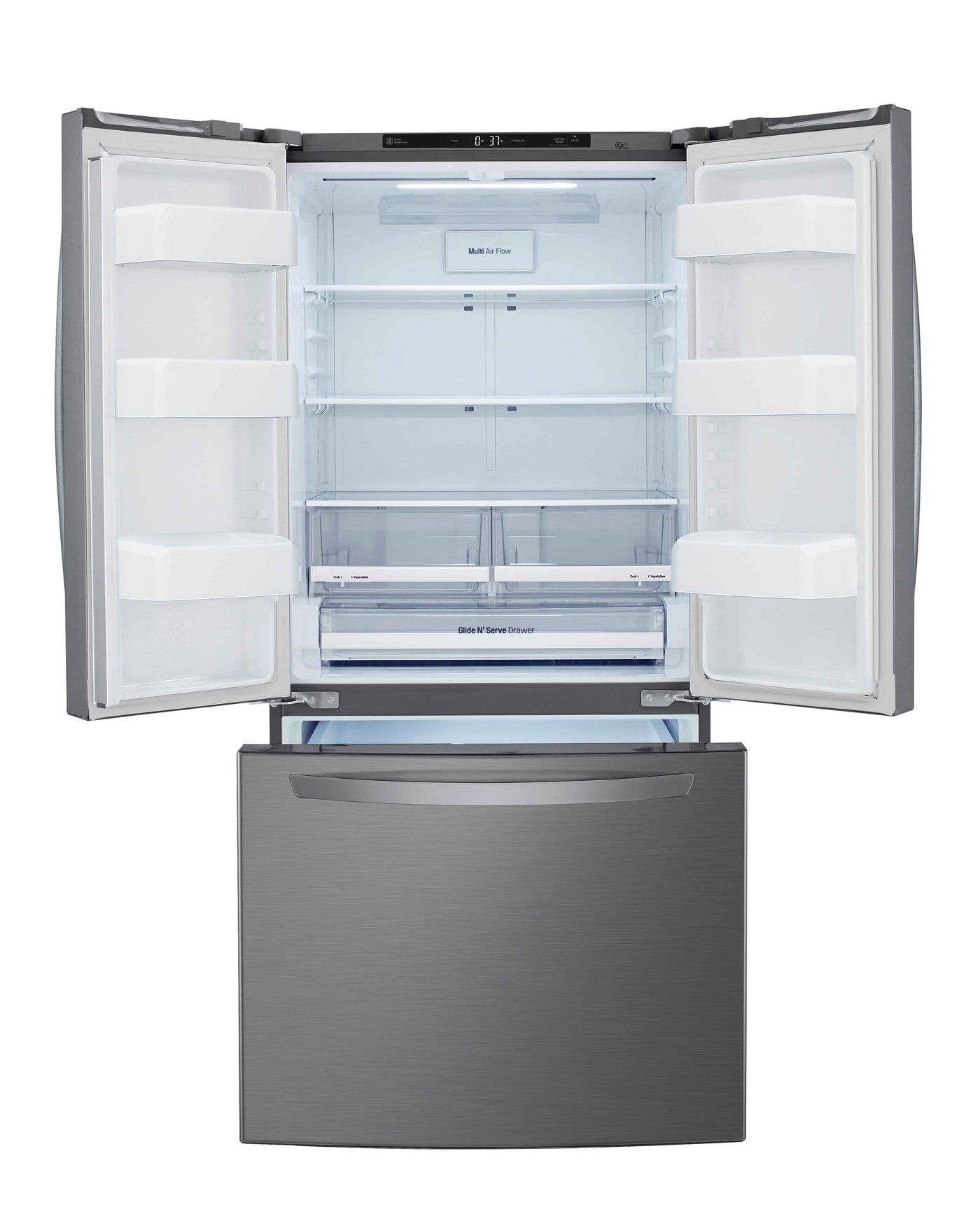 LG 33 in. 25 cu. ft. Platinum Silver French Door Refrigerator with Smart Cooling Plus System - LRFNS2503V