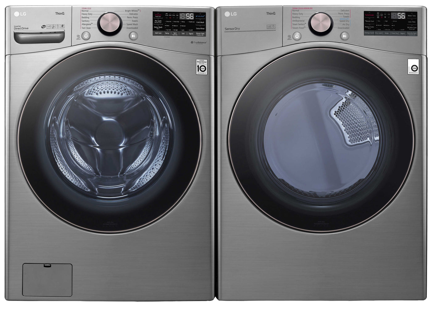 LG Graphite Steel Front-Load Washer (5.2 cu. ft.) & Electric Dryer (7.4 cu. ft.) - WM3850HVA/DLEX3850V