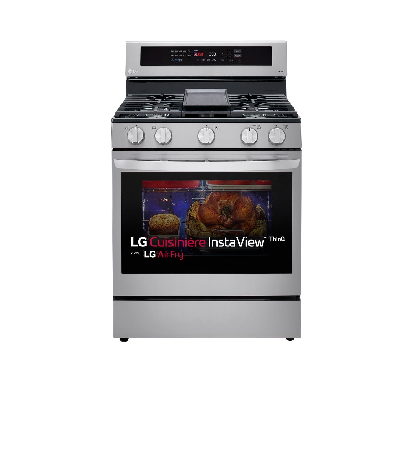 LG Smudge Resistant Stainless Steel True Convection InstaView™ Gas Range with Air Fry and Wi-Fi Enabled (5.8 Cu.Ft) - LRGL5825F