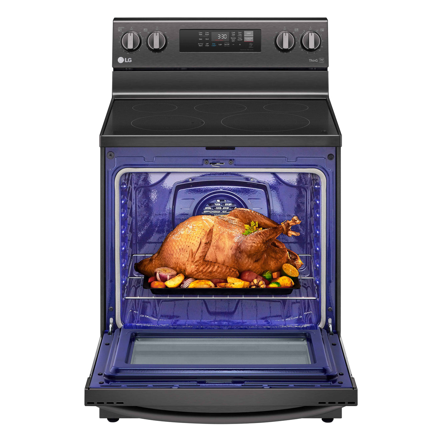 LG Black Stainless Steel 6.3 cu ft. Electric ThinQ® Range with Air Fry and Fan Convection- LREL6323D