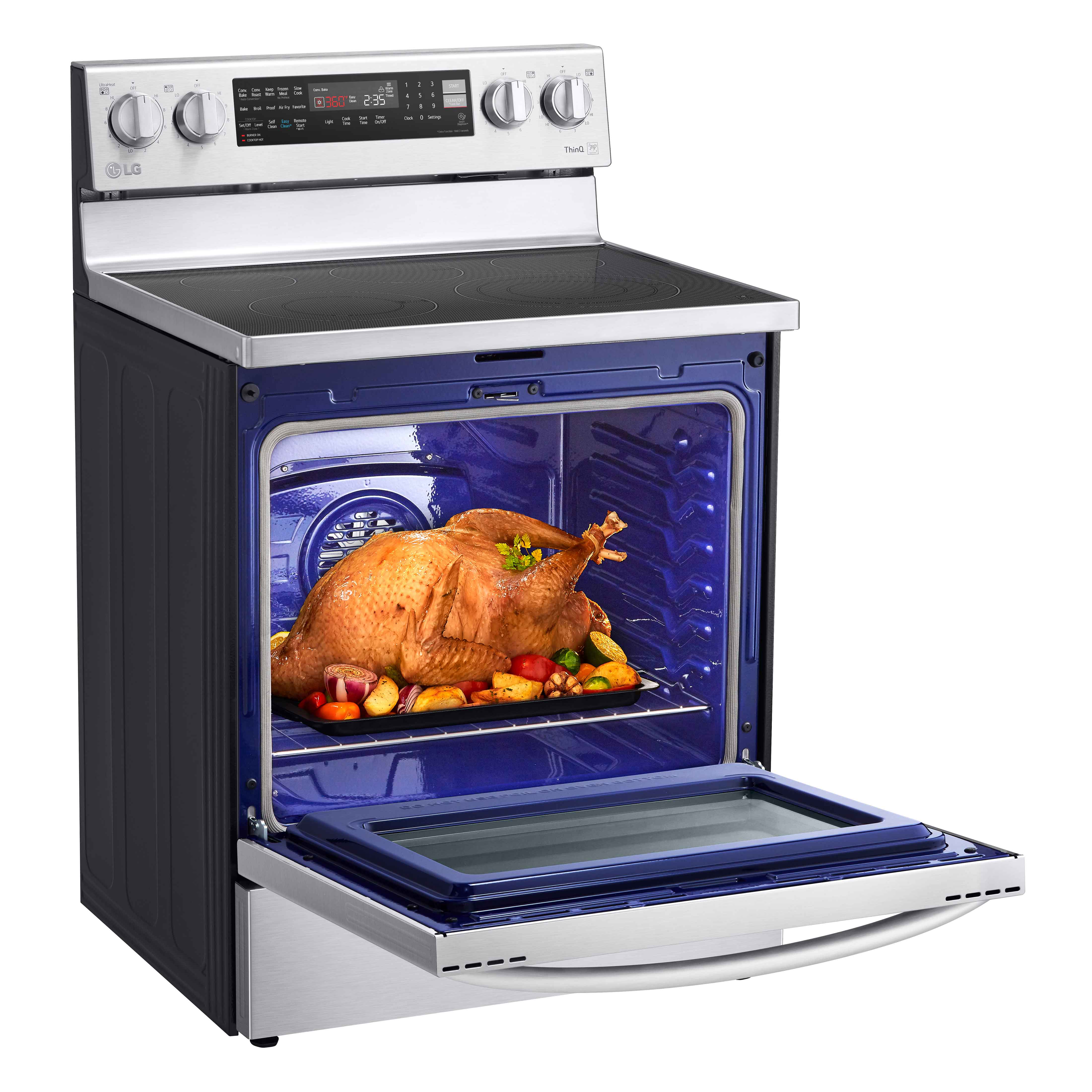 LG Smudge Resistant Stainless Steel 6.3 cu ft. Electric ThinQ® InstaView™ Range with Air Fry and True Convection- LREL6325F