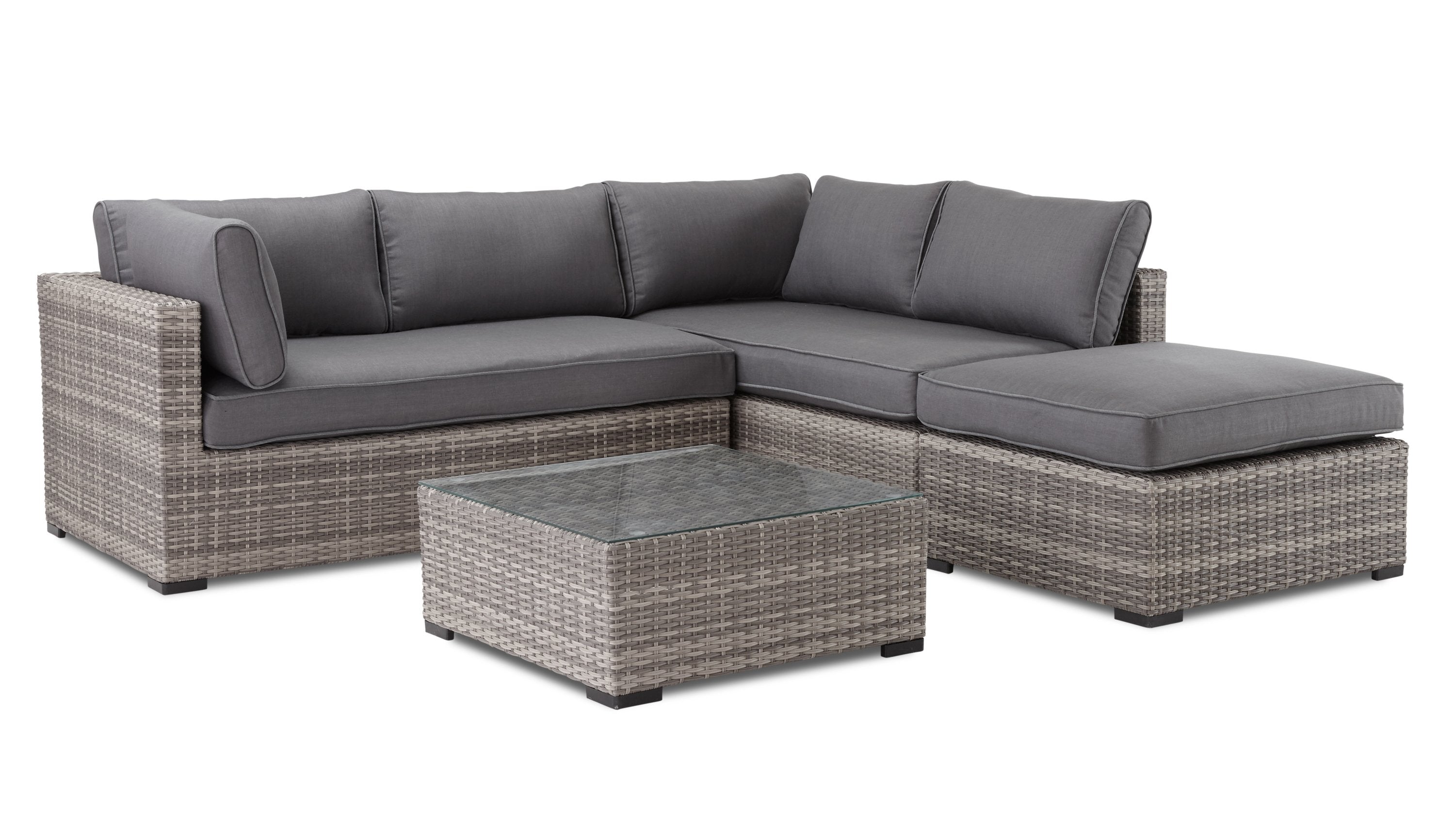 Caribe 2-Piece Outdoor Sectional and Ottoman - Grey