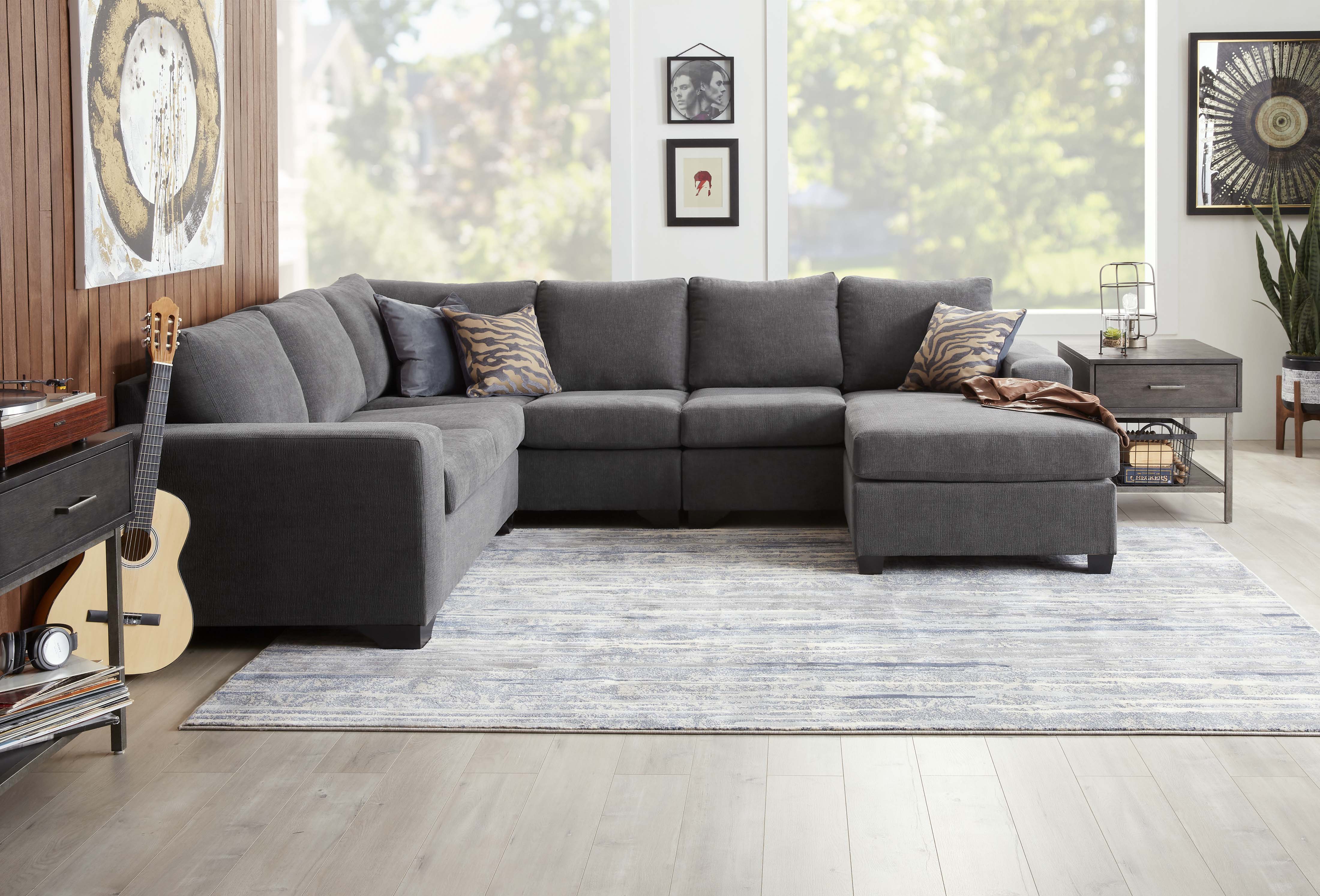 Danielle 3-Piece Sectional with Right-Facing Corner Wedge - Grey