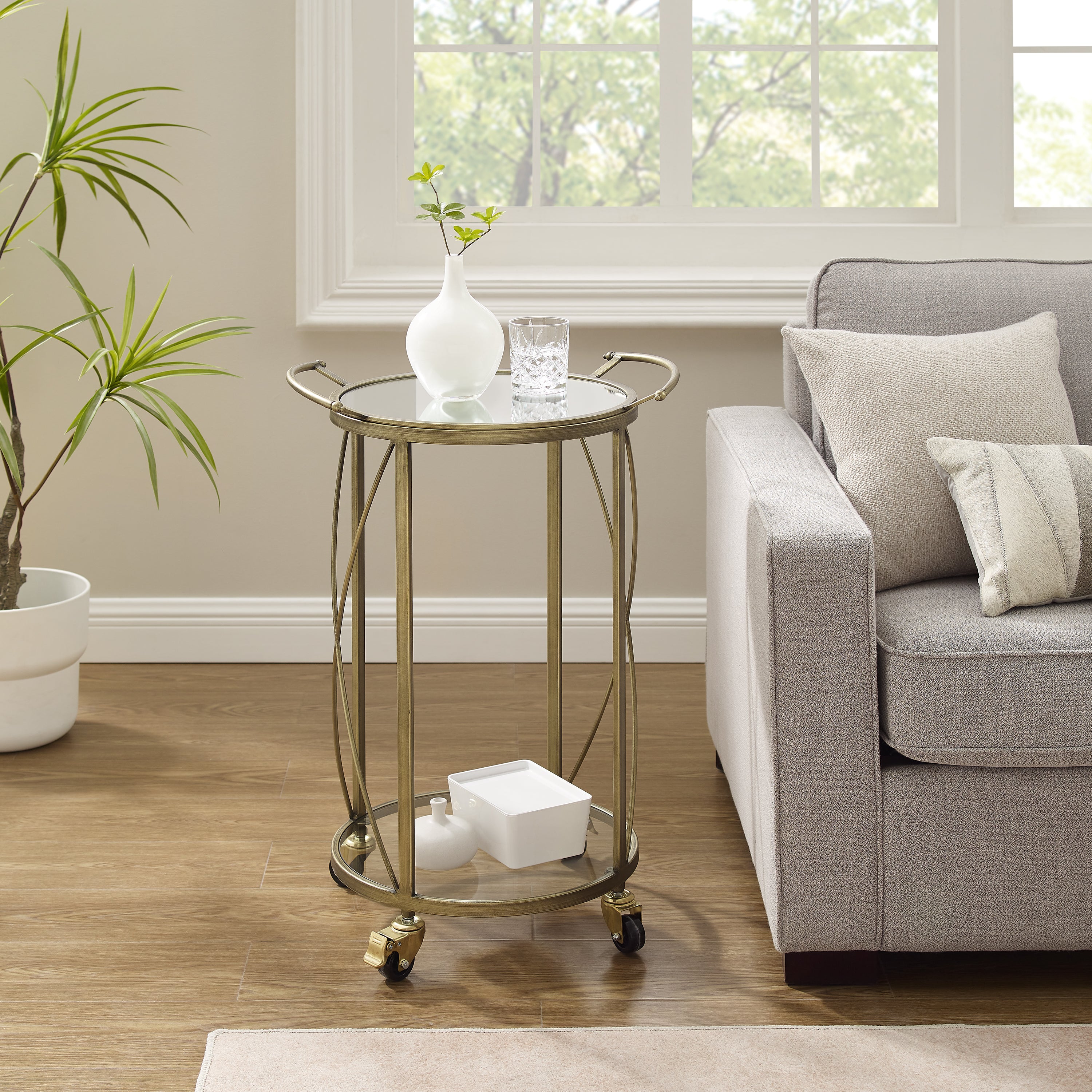 Jami Round Bar Cart - Gold