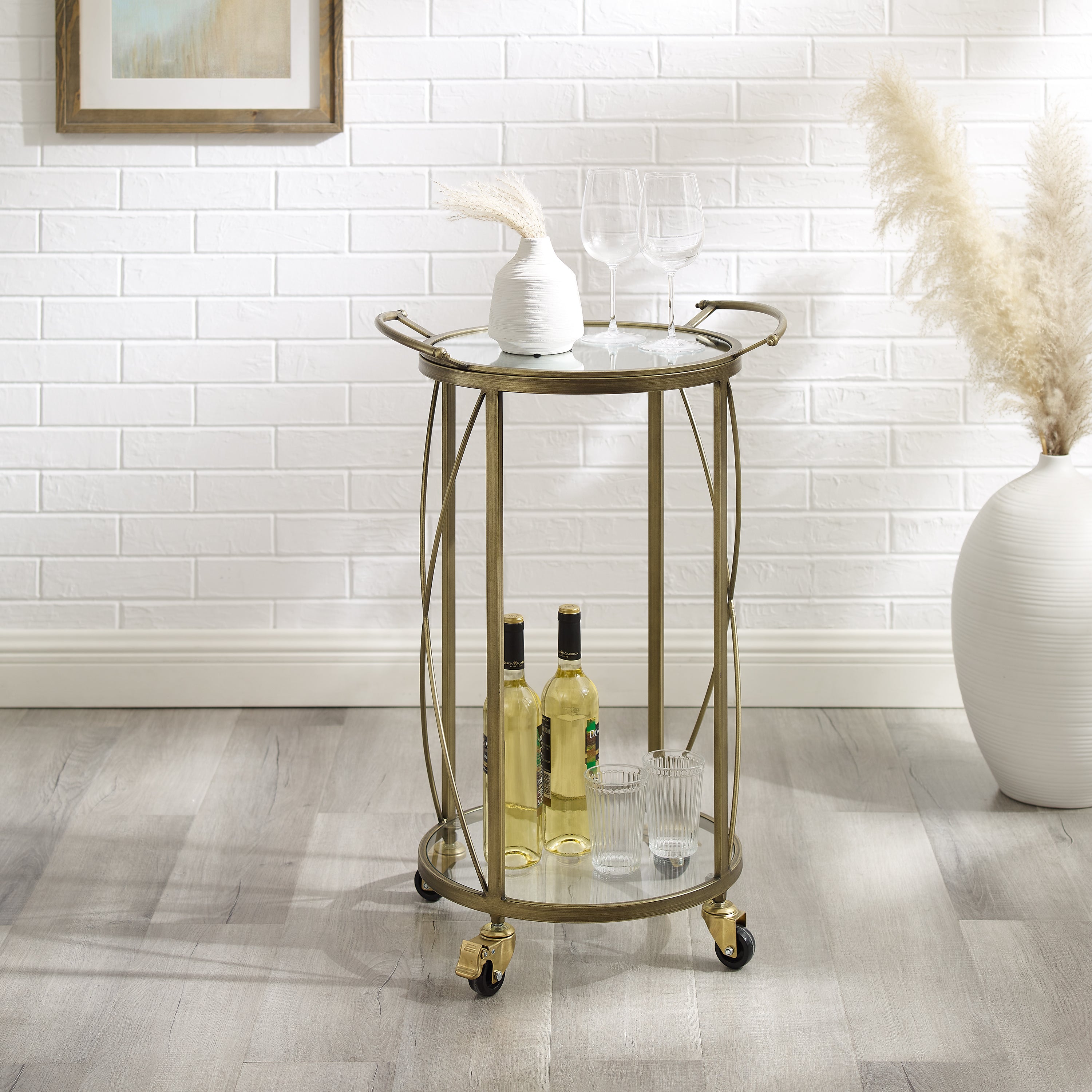 Jami Round Bar Cart - Gold