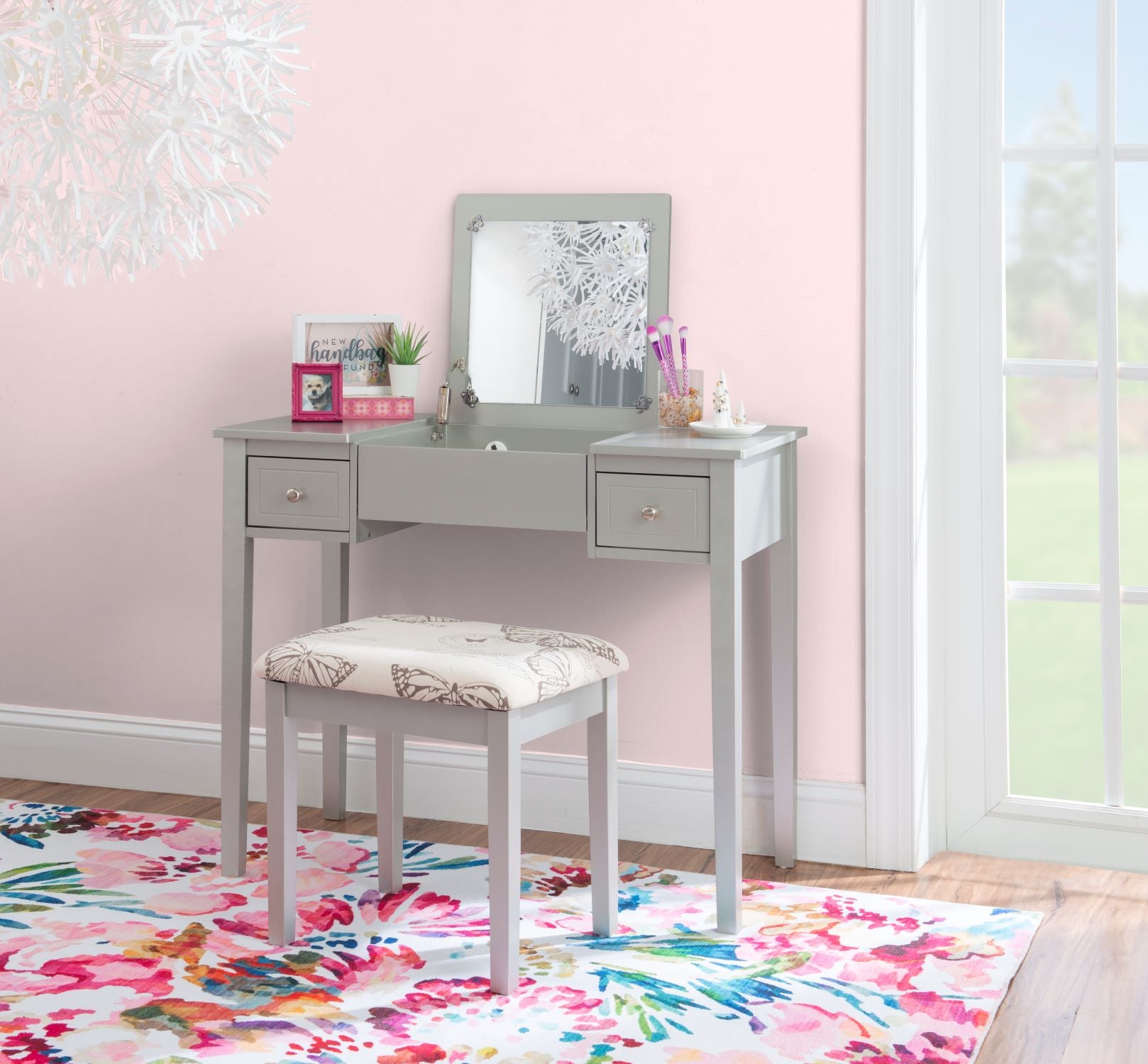 Virginia 2-Piece Vanity Set - Silver