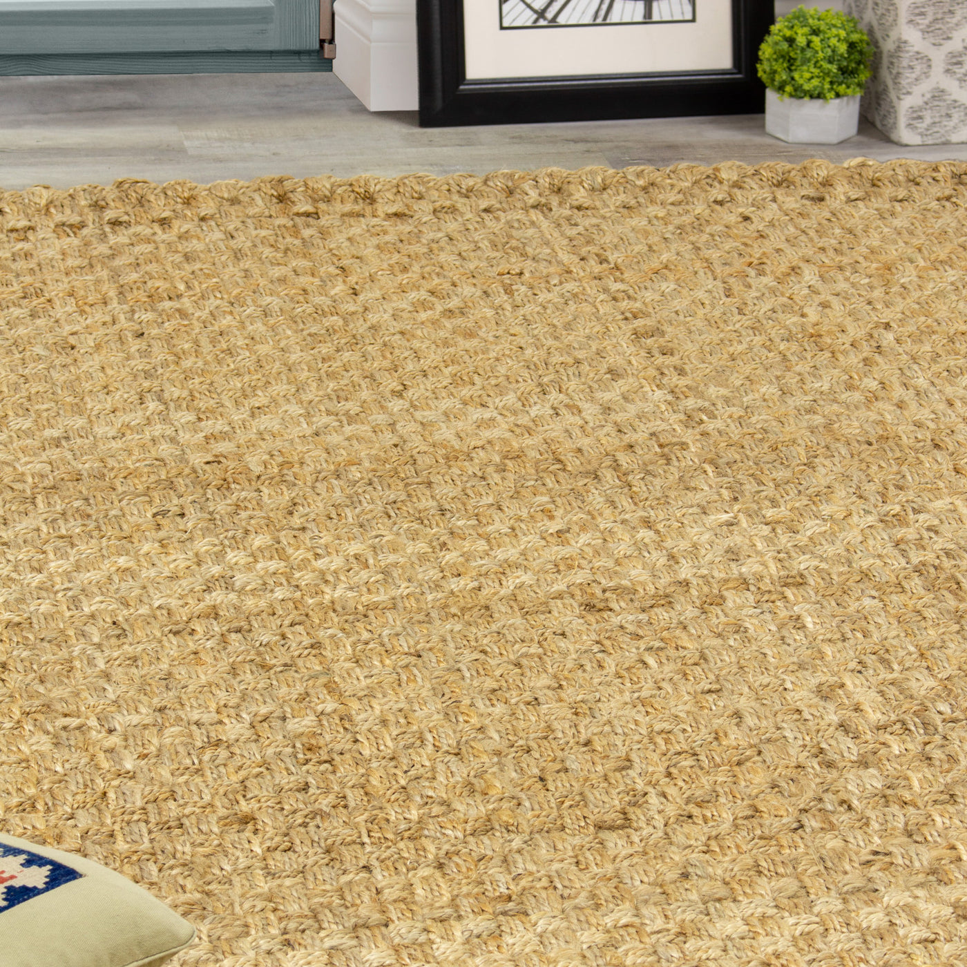 Jute 5'3" X 7'7" Basketweave Rug - Beige Area Rug