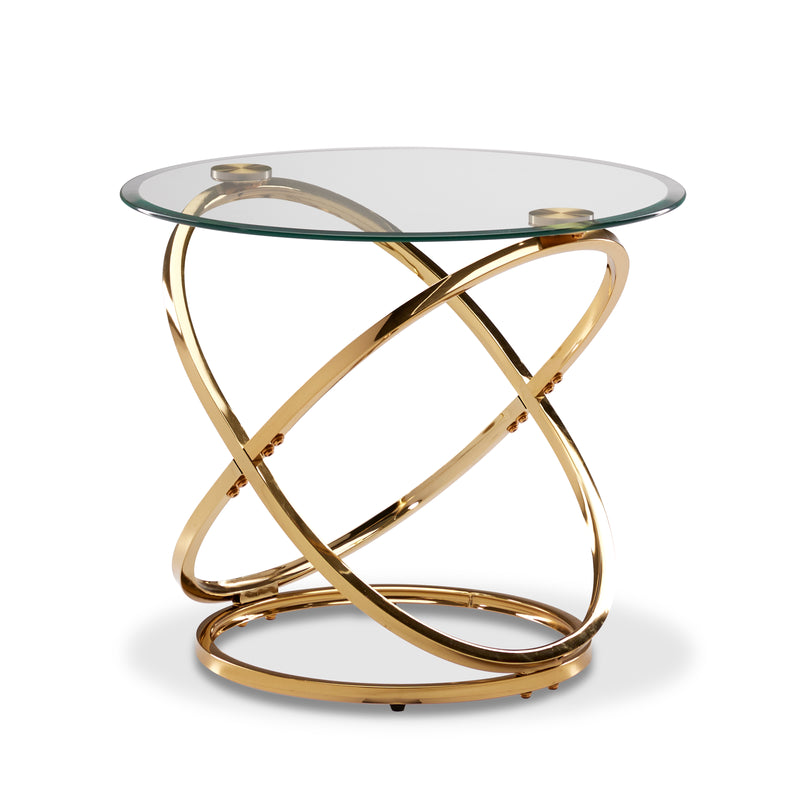 Axis End Table Glass and Gold Leon's
