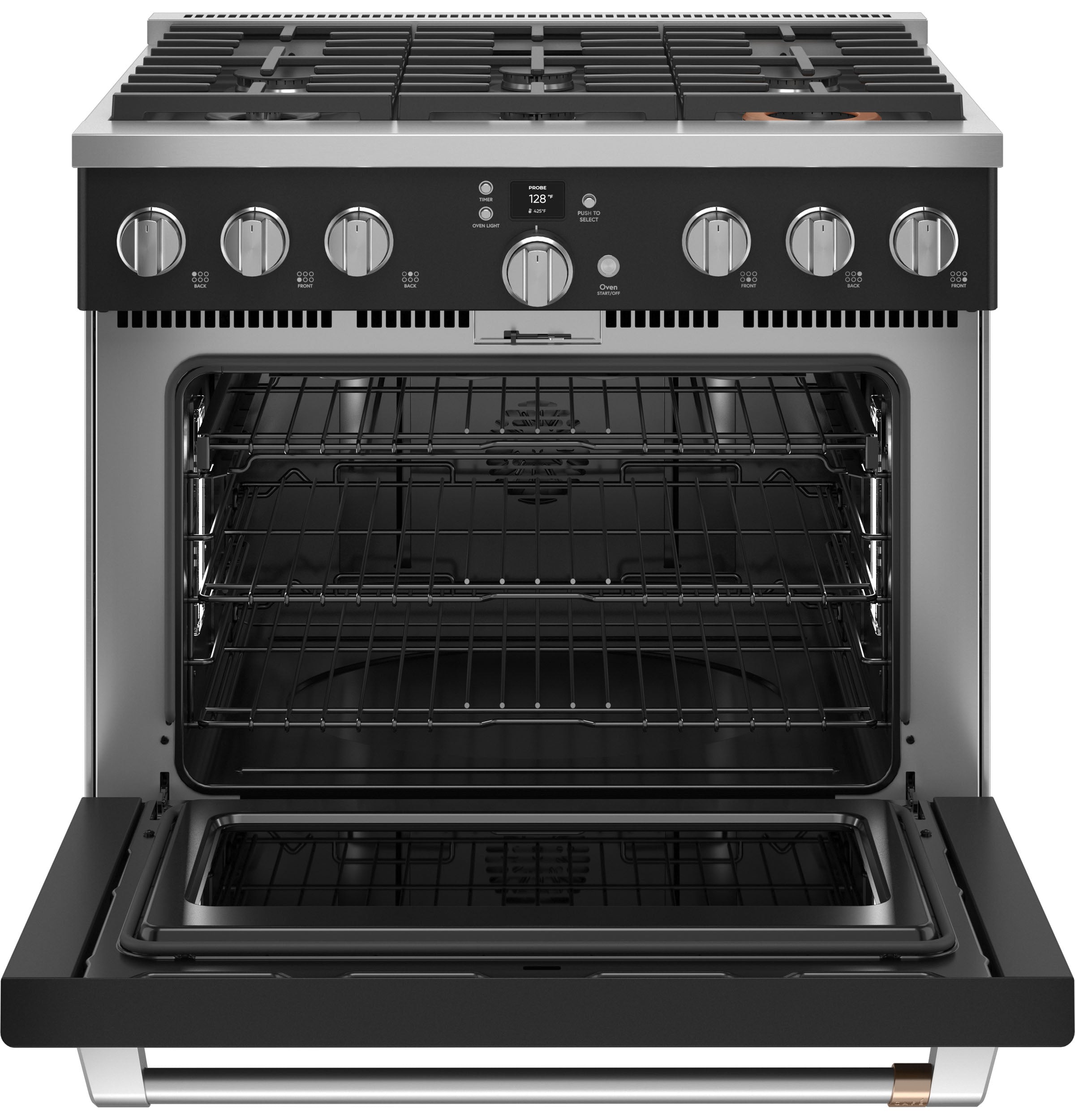 Café Matte Black 36" Commercial-Style 6-Burner Dual-Fuel Smart Range with Air Fry (5.75 Cu.Ft) - C2Y366P3TD1