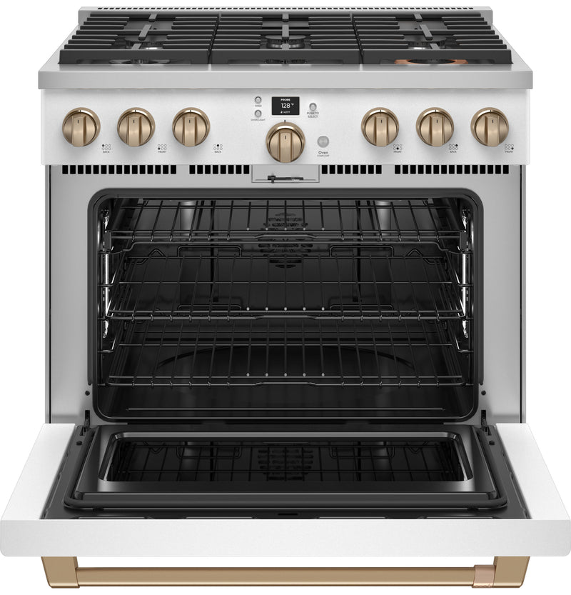 Café Matte White 36" CommercialStyle 6Burner DualFuel Smart Range