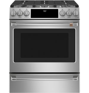 Café™ Stainless Steel 30" Slide-In Front Control Dual-Fuel Convection Range with Air Fry and Warming Drawer (5.7 Cu.Ft) - CC2S900P2MS1