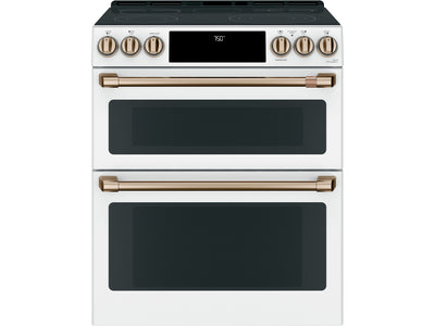 Café™ Matte White 30" Slide-In Front Control Radiant and Convection Double Oven Range with Air Fry (6.7 Cu.Ft) - CCES750P4MW2