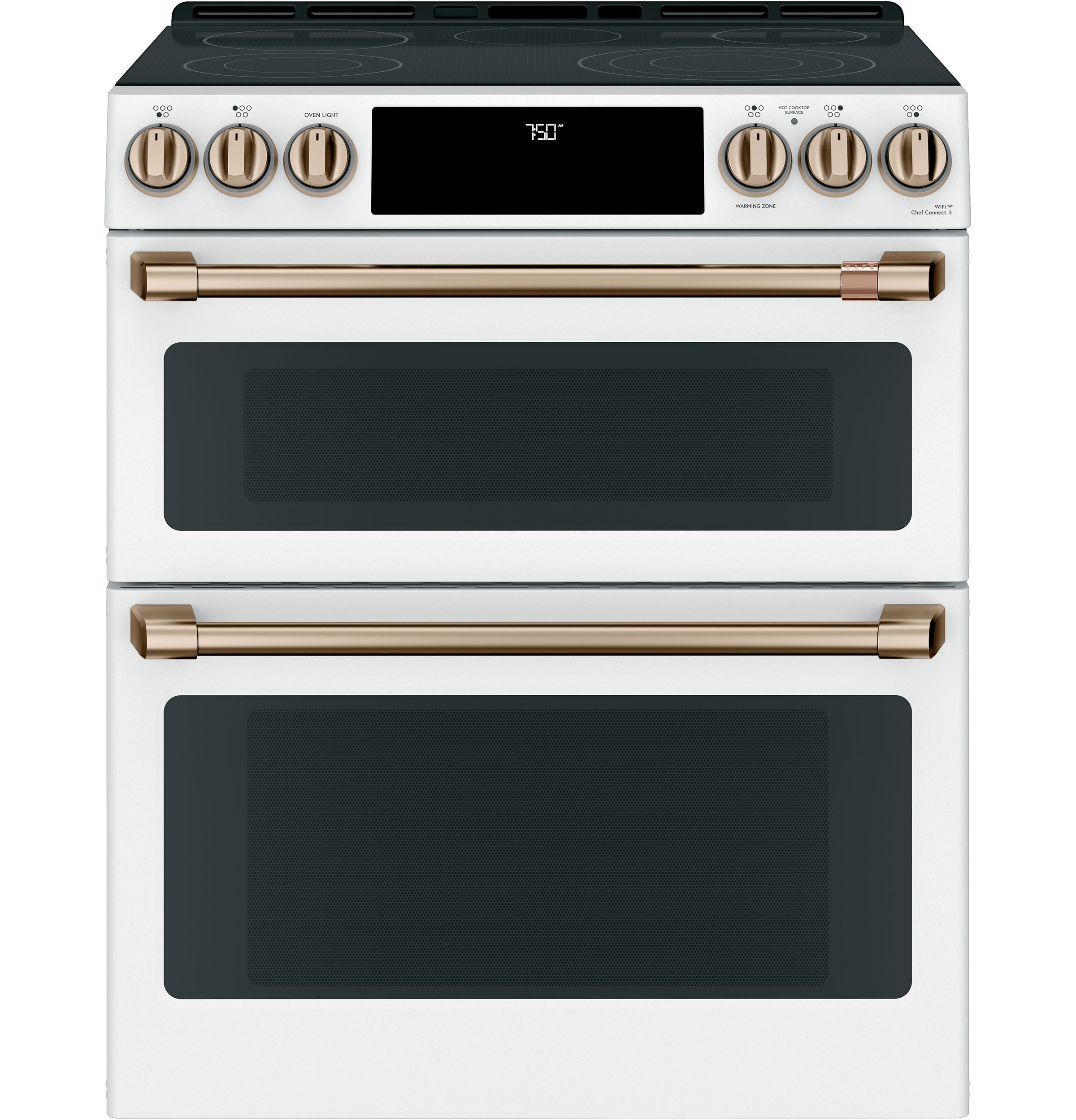 Café™ Matte White 30" Slide-In Front Control Radiant and Convection Double Oven Range with Air Fry (6.7 Cu.Ft) - CCES750P4MW2