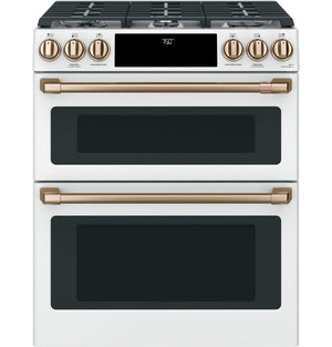 Café™ Matte White 30" Slide-In Gas Double Oven with Convection Range and Air Fry (6.7 Cu.Ft) - CCGS750P4MW2