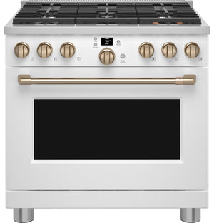Café Matte White 36" All-Gas Commercial-Style Smart Range (6.2 Cu.Ft) -CGY366P4TW2