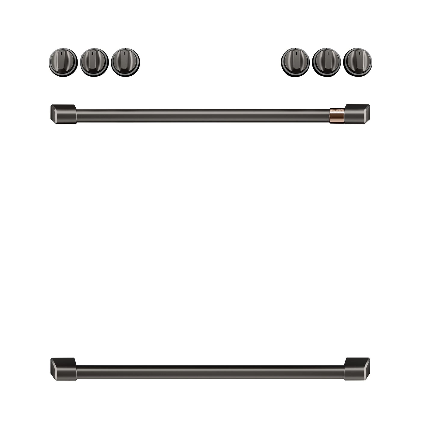 Café™ Brushed Black Front Control Induction Knobs and Handles Set - CXFCHHKPMBT