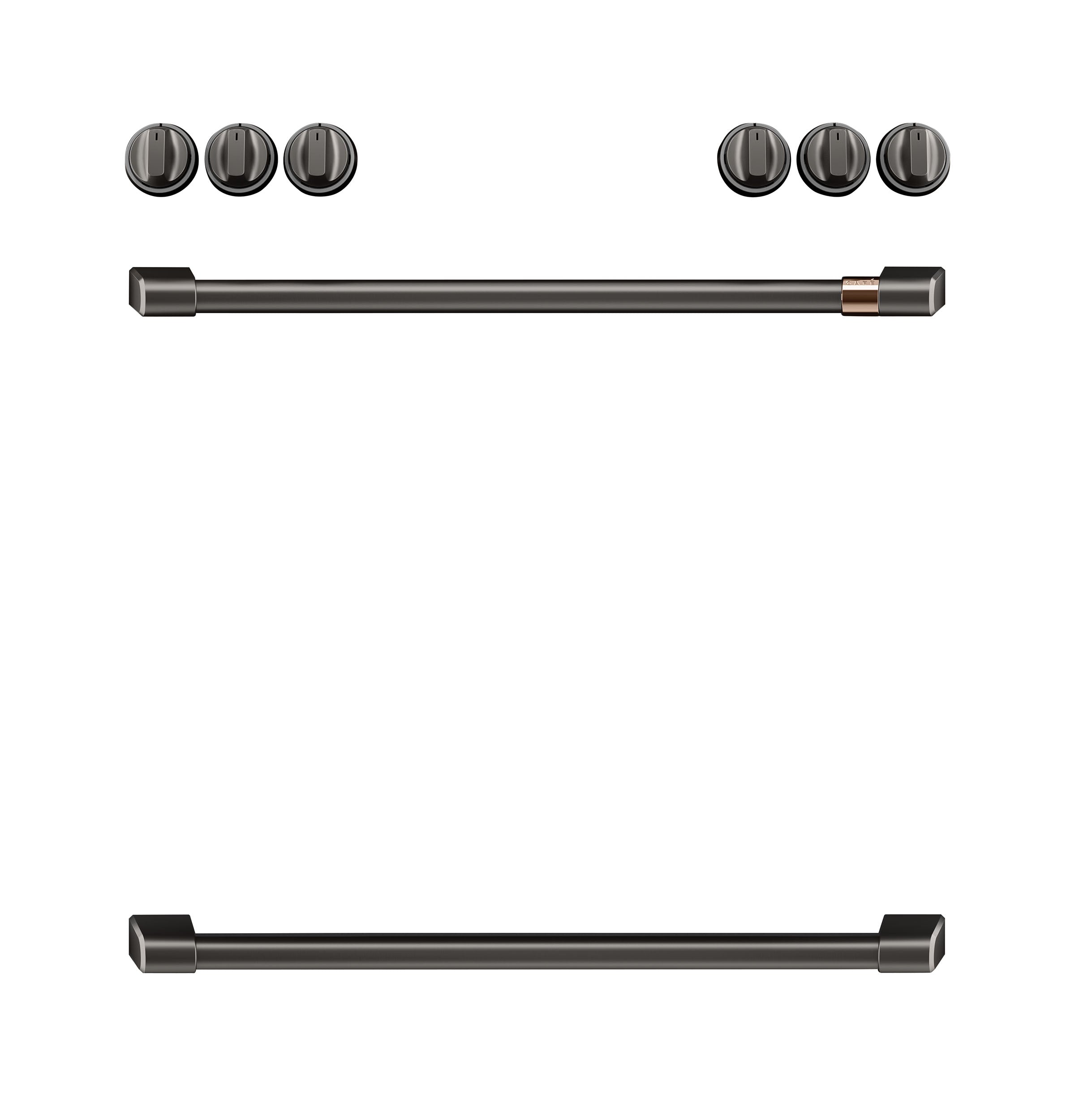 Café™ Brushed Black Front Control Induction Knobs and Handles Set - CXFCHHKPMBT