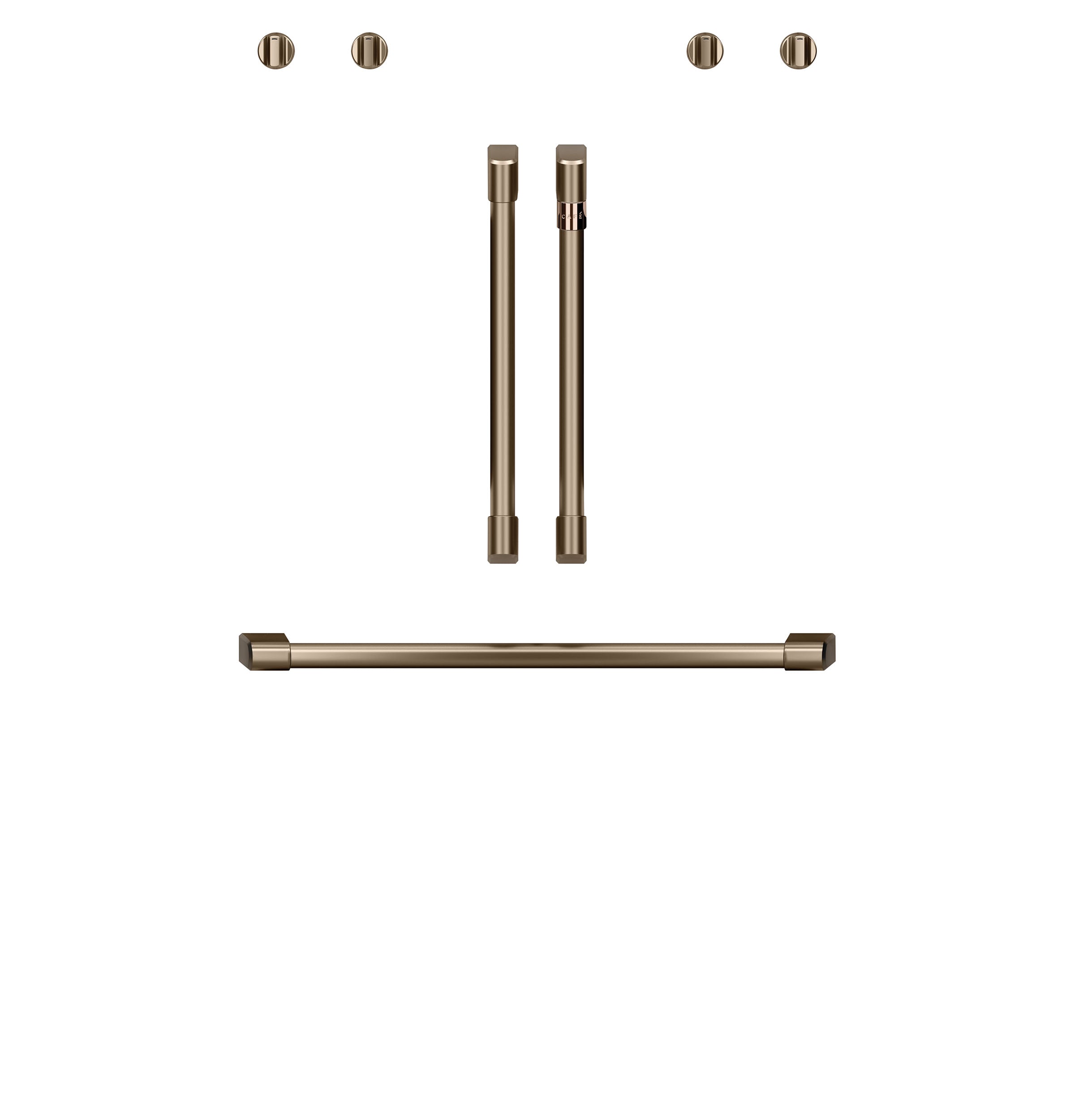 Café™ Brushed Bronze 2Pcs. French-Door Handles; 1Pc. 30" Handle; 4Pcs. Knobs Set - CXWDFHKPMBZ