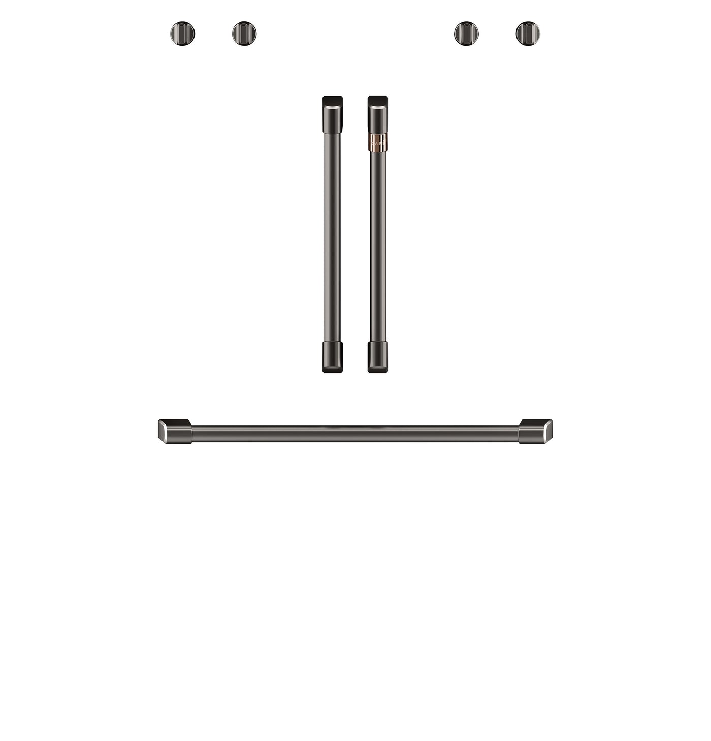 Café™ Brushed Stainless 2Pcs. French-Door Handles; 1Pc. 30" Handle; 4Pcs. Knobs Set - CXWDFHKPMSS