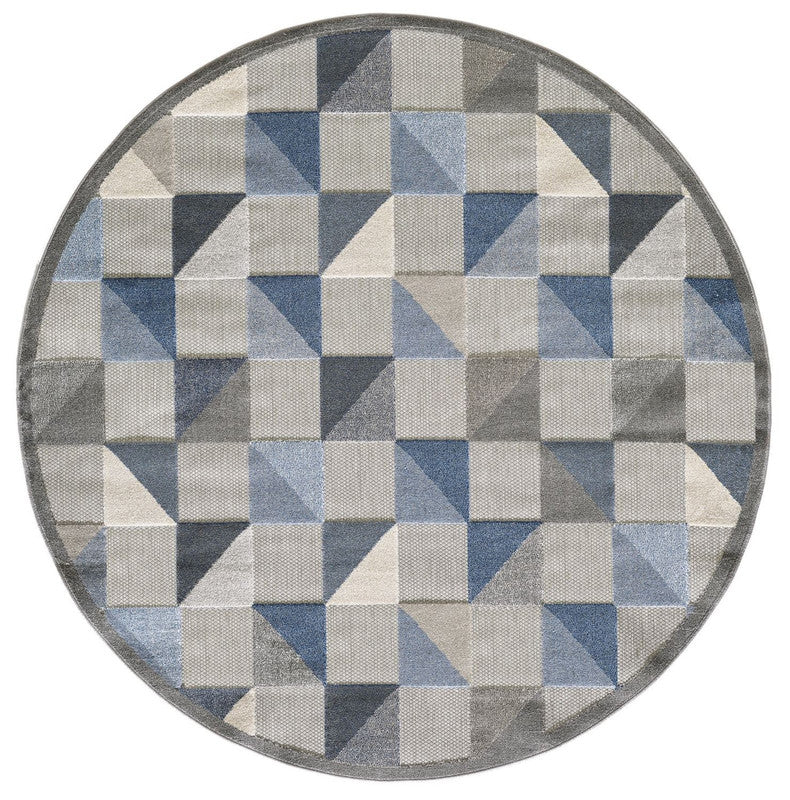 Penniac IV Indoor/Outdoor Round Area Rug - 7'10" - Blue