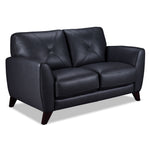 Carole Leather Loveseat - Grey