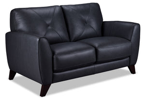 Carole Leather Loveseat - Grey
