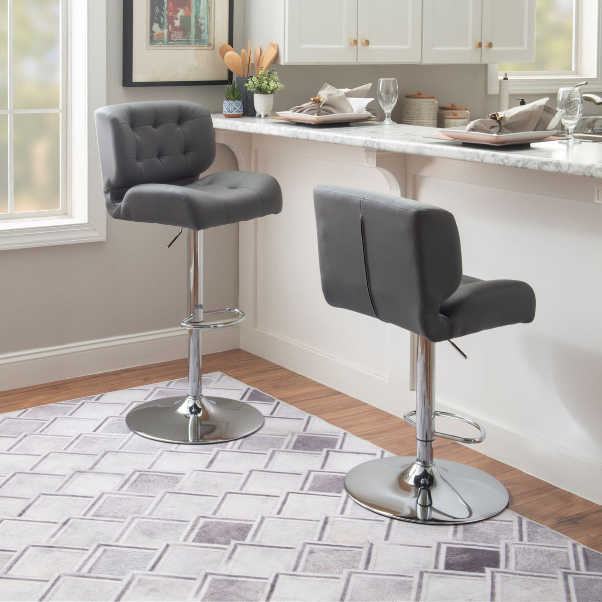 Bridger Bar Height Stool - Grey, Chrome