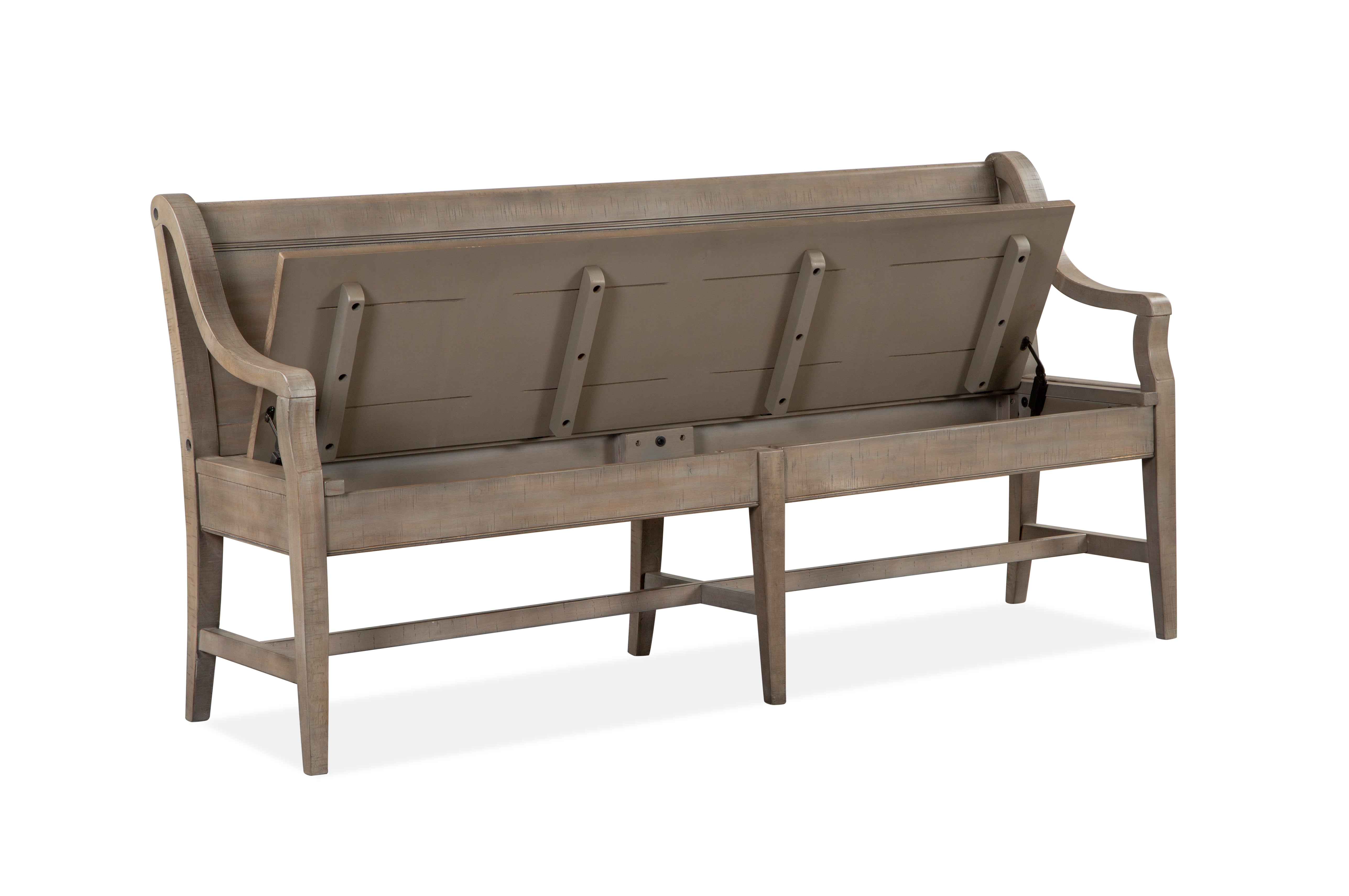 Paxton Place Bench With Back and Storage - Greyish Brown