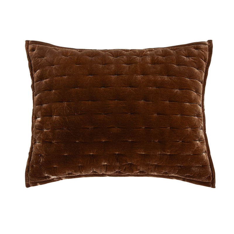 Sierpnia 3-Piece Silk Look Velvet Queen Quilt Set - Copper Brown