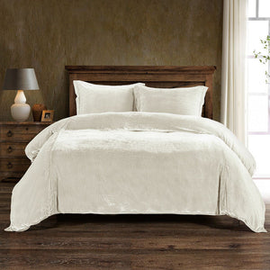 Sierpnia 3-Piece Silk Look Velvet King Duvet Cover Set - Stone