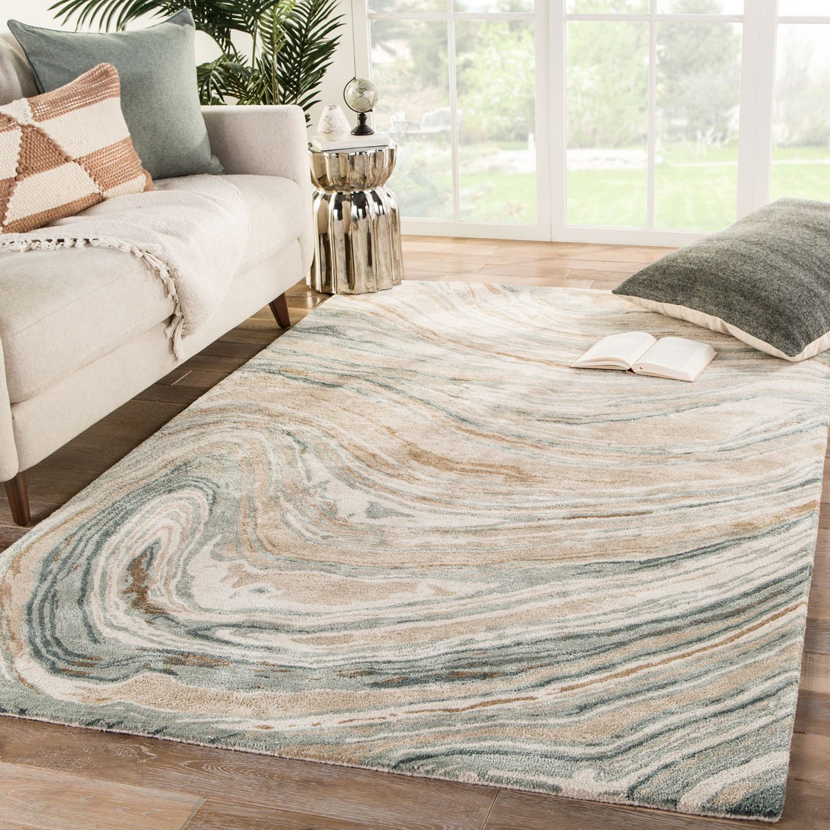 Ptolemaios II Area Rug - 7'10" X 10'10" - Tan/Grey