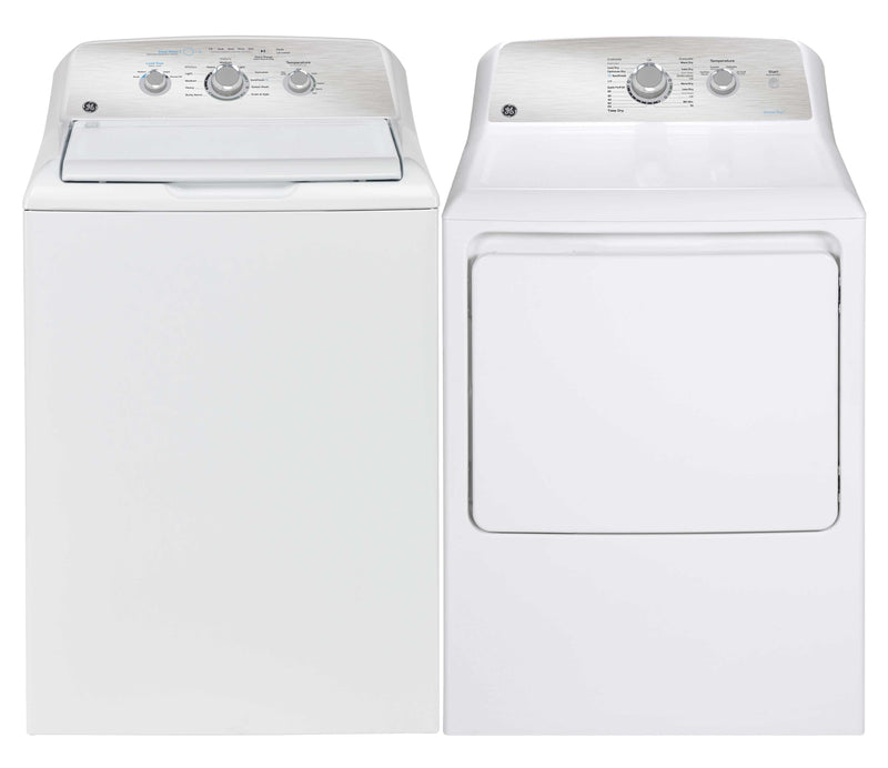 GE White TopLoad Washer (4.4 cu. ft.) & Gas Dryer 7.2 cu. ft