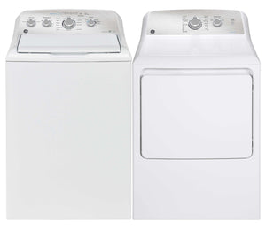 GE White Top-Load Washer (5.0 cu. ft.) & Gas Dryer (7.2 cu. ft.) - GTW550BMRWS/GTD40GBMRWS