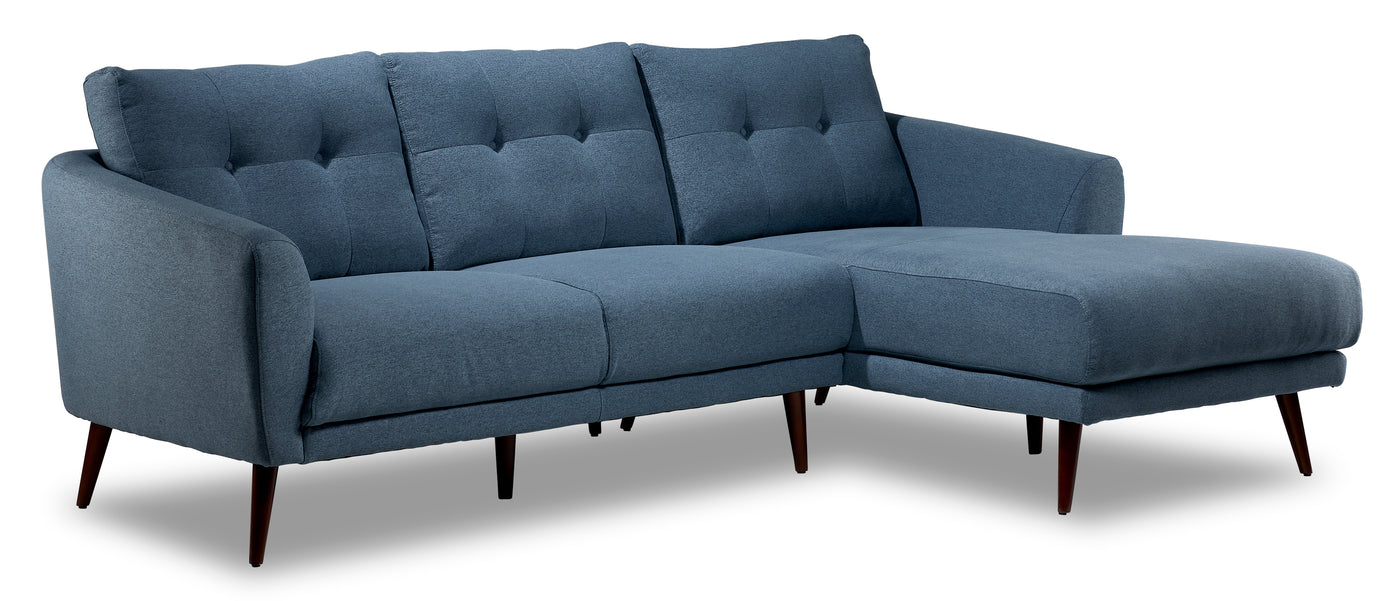 Gia 2 Piece Sectional with Right Facing Chaise - Blue