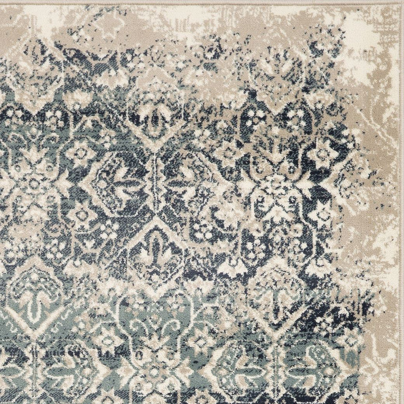 Botanie VII Round Area Rug - 7'7" - Ivory/Blue