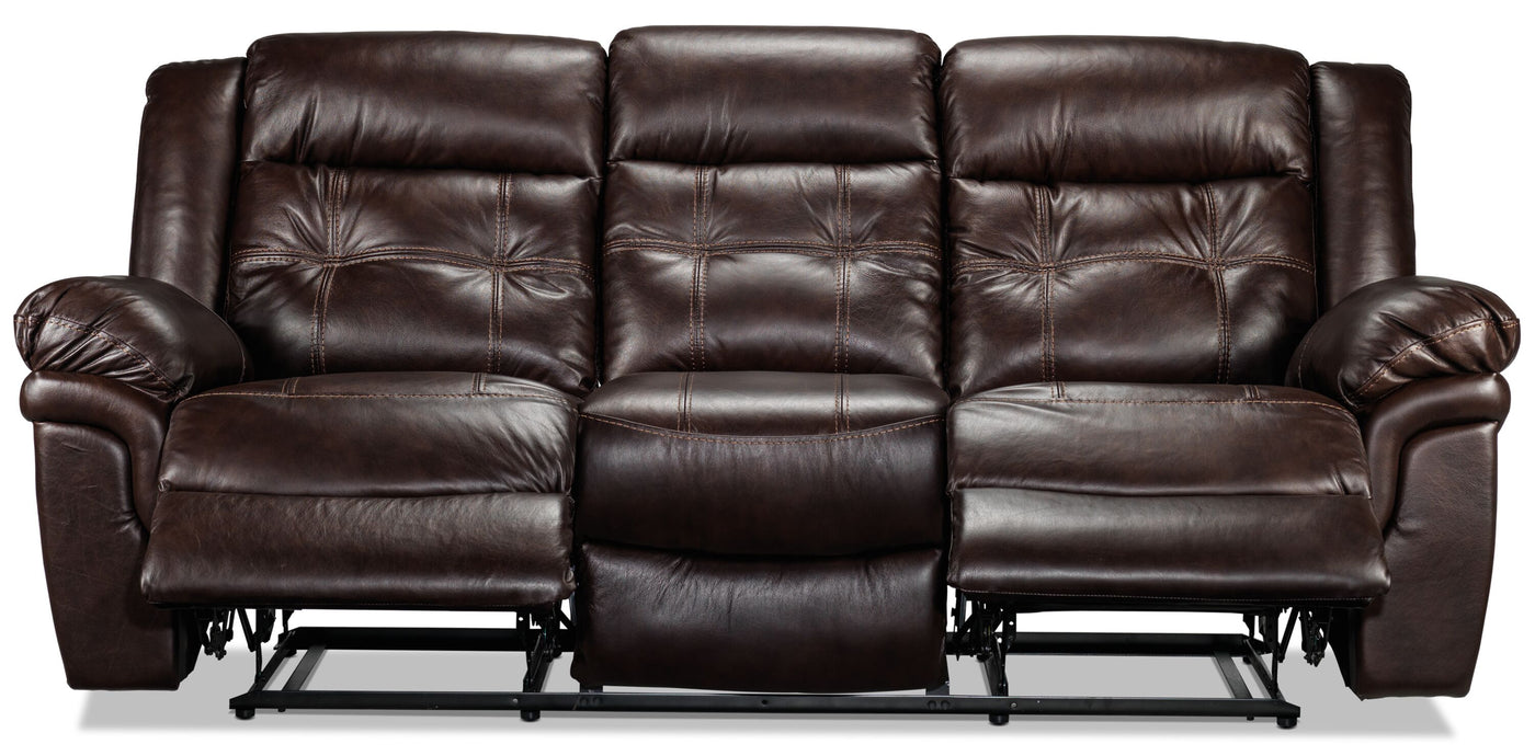 Cooper Leather Reclining Sofa - Brown