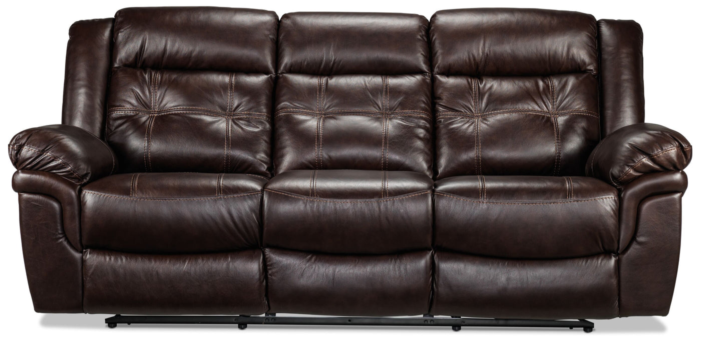 Cooper Leather Reclining Sofa - Brown