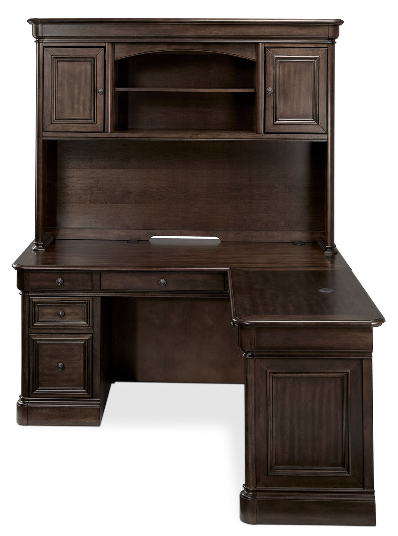 Brown desk online with hutch