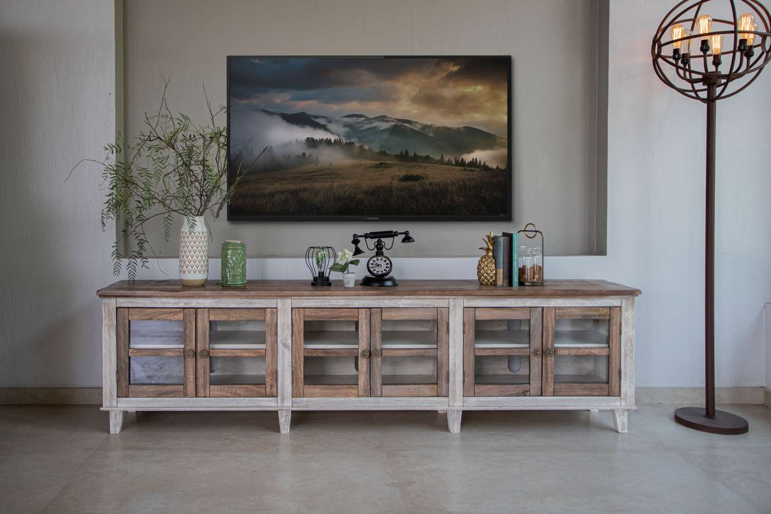 Sahara 93" TV Stand - Caramel & Cream