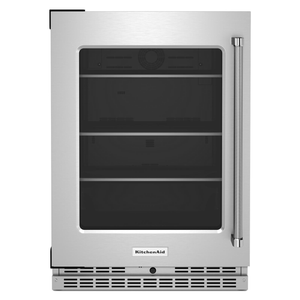 KitchenAid Stainless Steel 24" Undercounter Refrigerator with Glass Door and Shelves with Metallic Accents( 5.20 Cu.Ft. ) - KURL314KSS