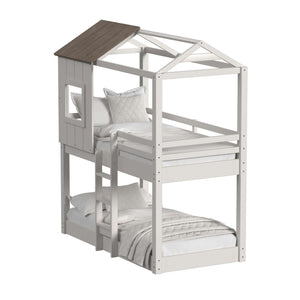 Lodge Twin Over Twin Bunk Bed - Cream