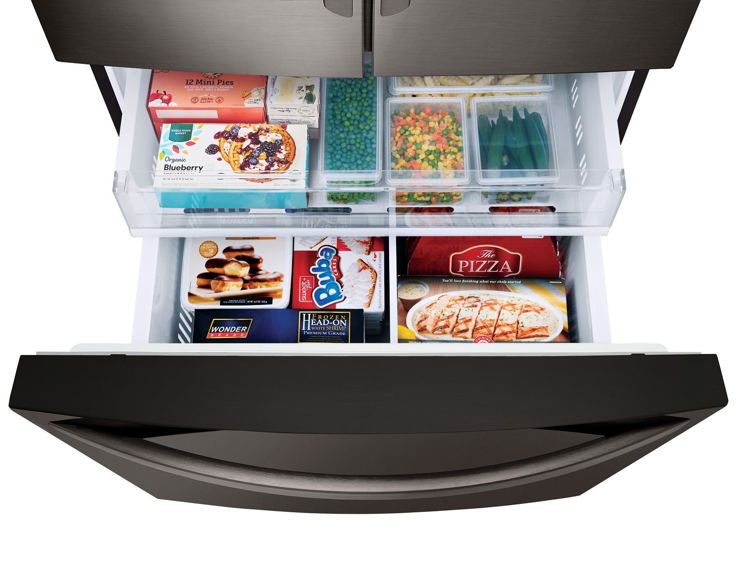 LG 36" 28 Cu. Ft. Smudge Resistant Black Stainless Steel French Door Refrigerator with Ice & Water Dispenser - LRFS28XBD