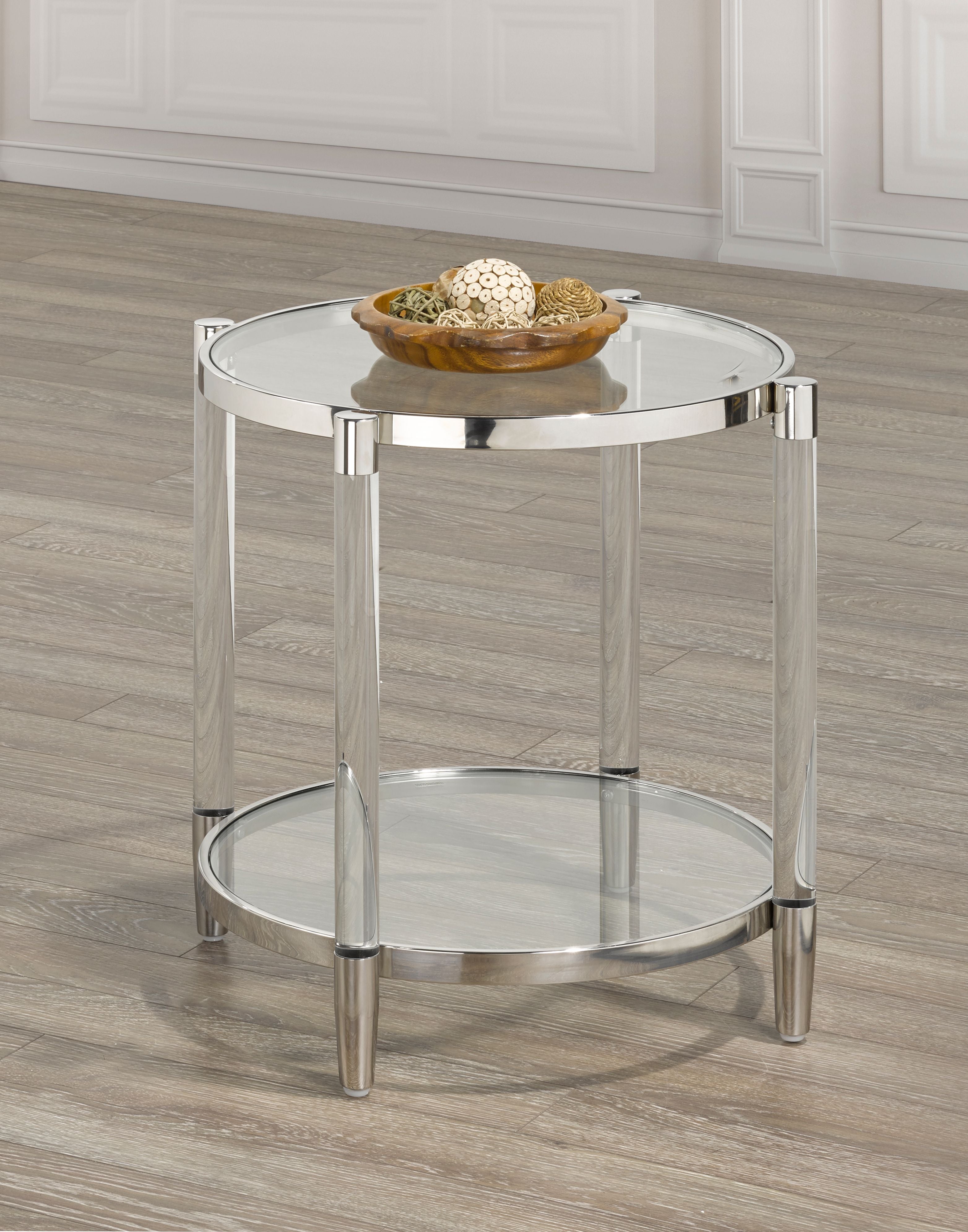Lark End Table - Glass and Chrome