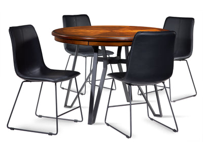 Leo 5-Piece Dining Set - Brown Cherry, Black