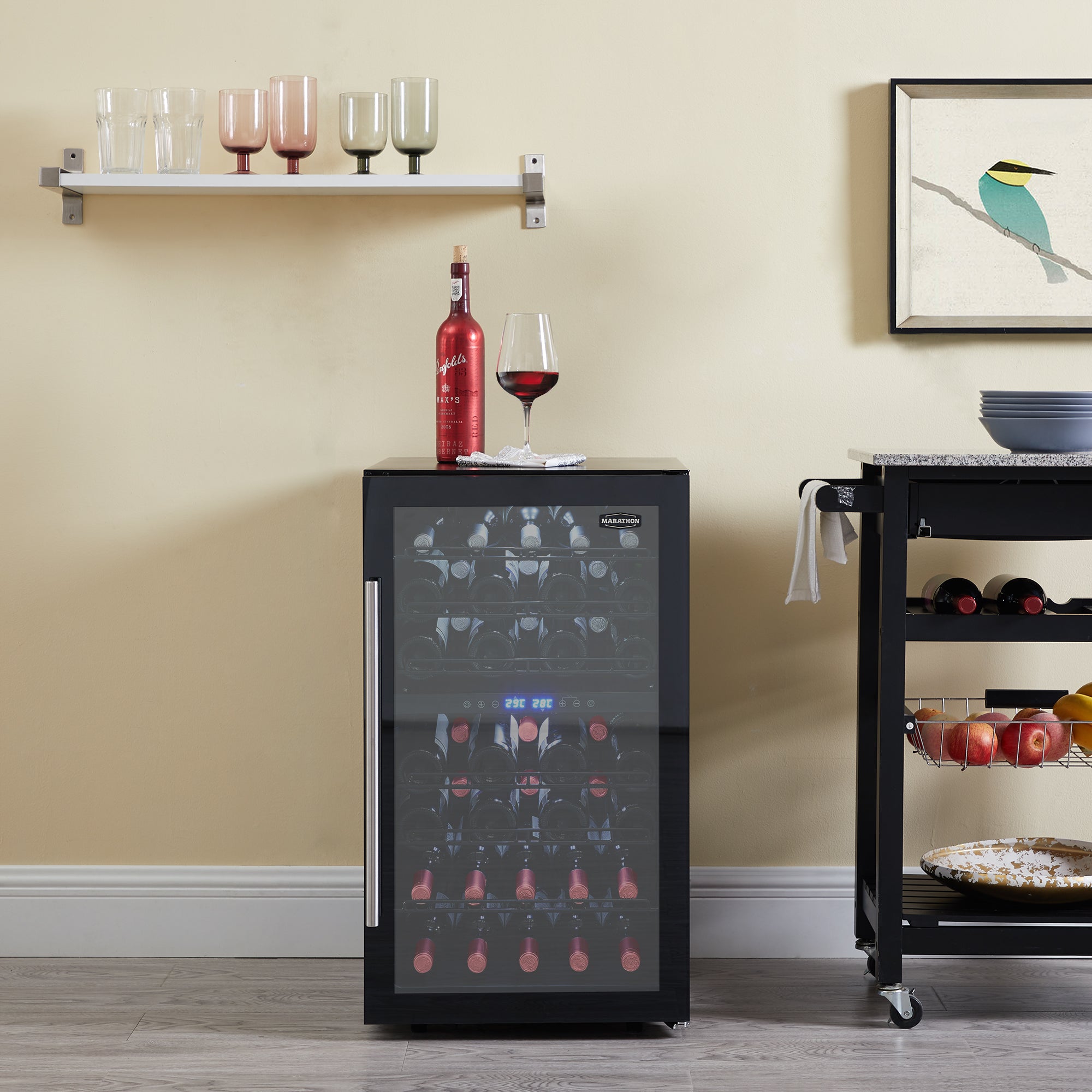 Marathon Black Freestanding Dual Zone Cooler 43 bottles (3.2 cu. ft.) - MWC145-DBL