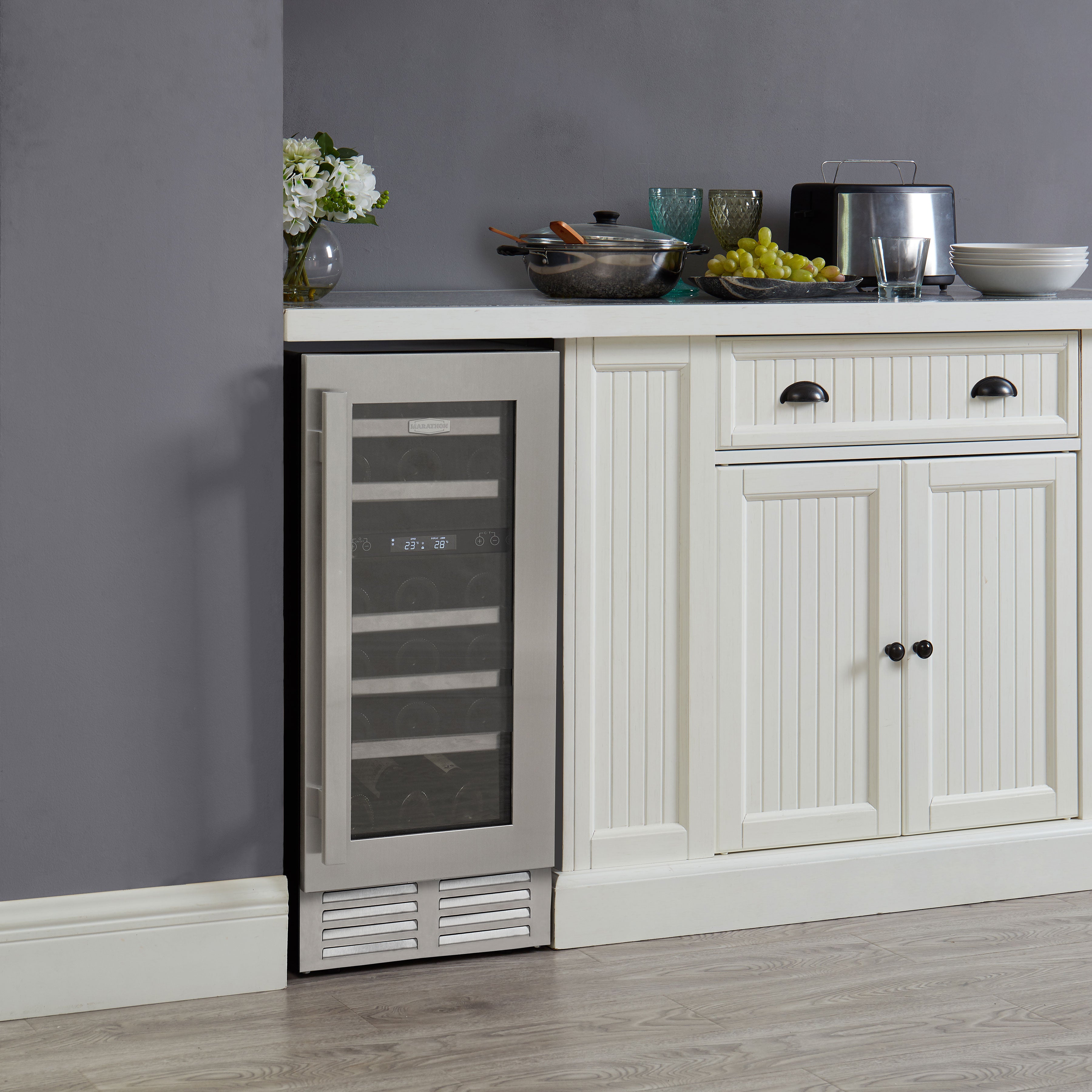 Marathon 15" Stainless Steel Dual Zone Undercounter Wine Cooler (3.2 cu. ft.) - MWC28-DSS