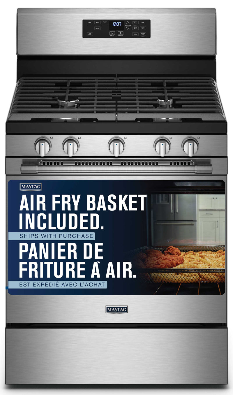 Maytag SmudgeProof Stainless Steel 30" Gas Range with AirFry (5 Cu.Ft